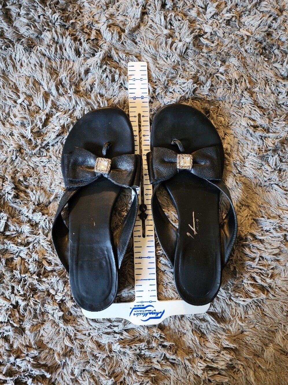 Brighton Black Bow Slide Sandals with Crystal Accent